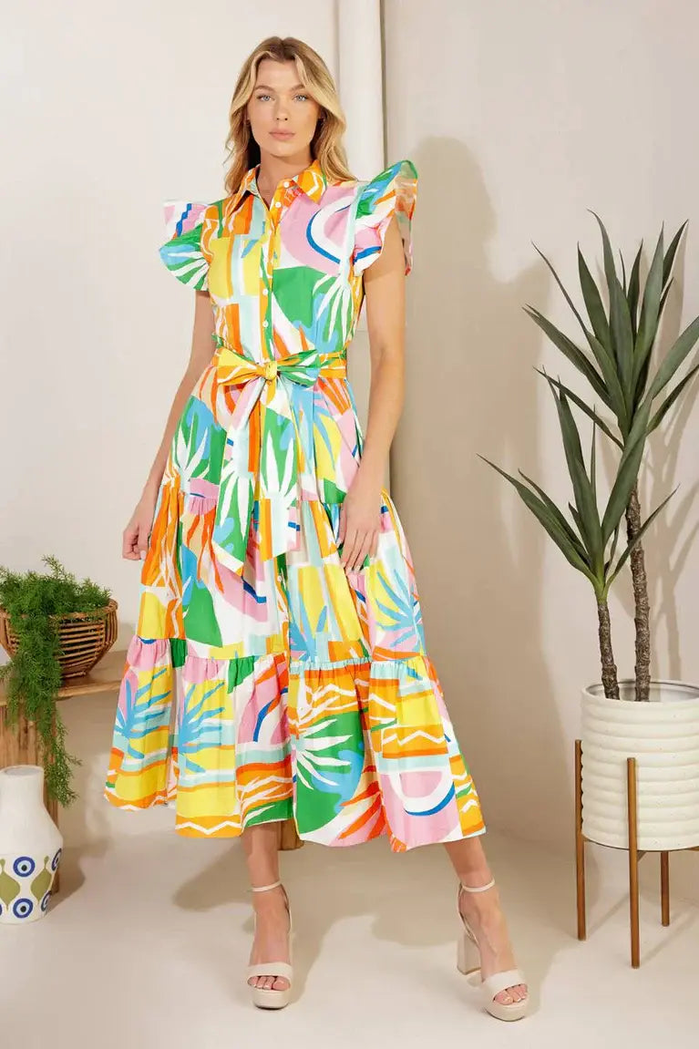 TOO MUCH TO BEAR WOVEN MIDI DRESS - Flying Tomato - Flyclothing LLC