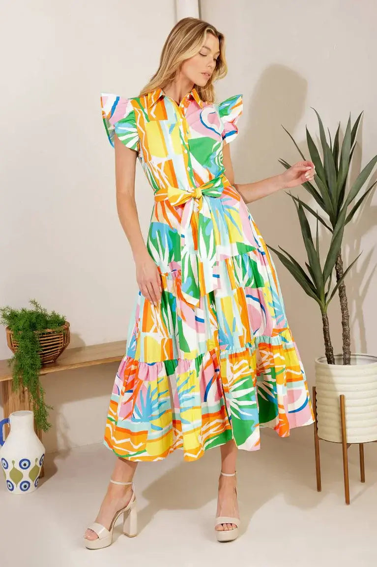 TOO MUCH TO BEAR WOVEN MIDI DRESS - Flying Tomato - Flyclothing LLC