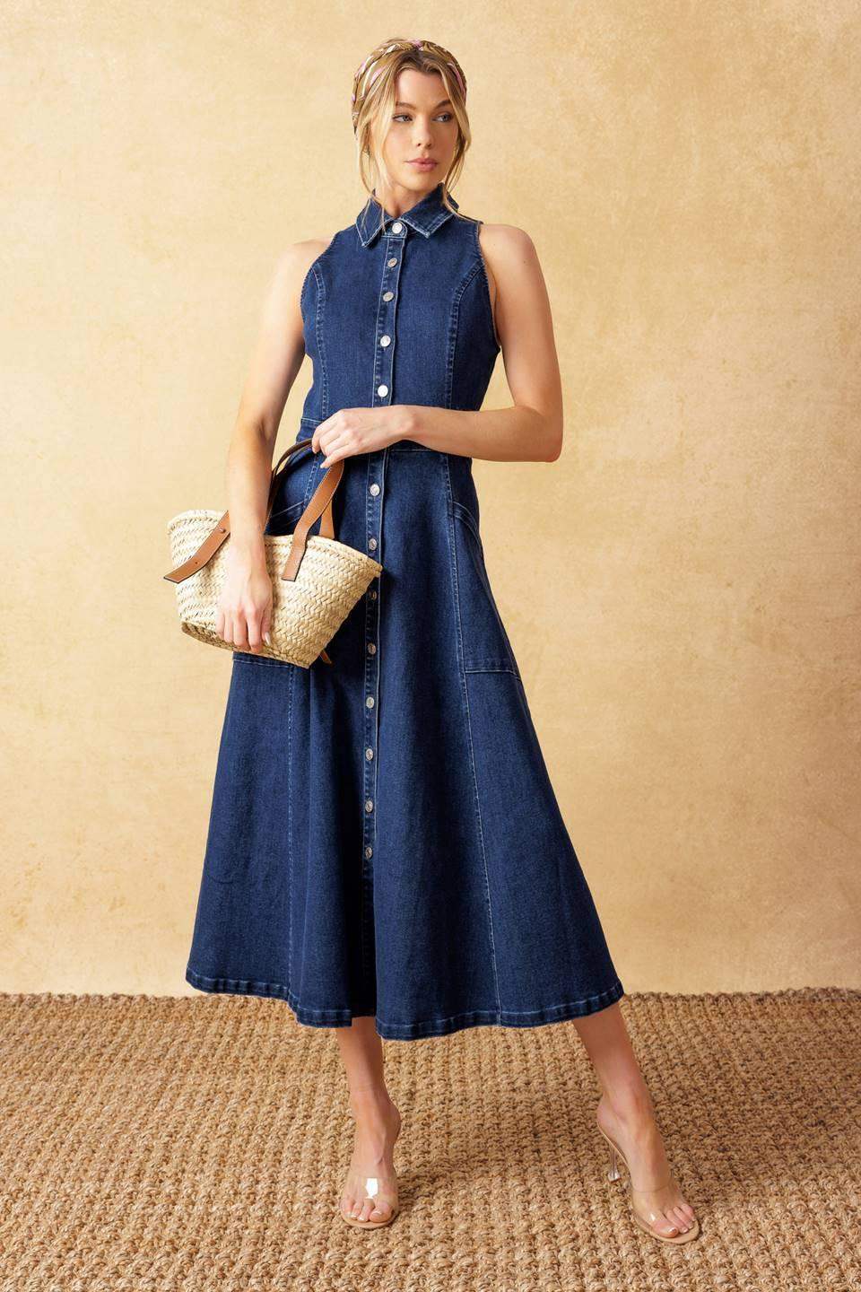 COOL GIRL DENIM MIDI DRESS - Flying Tomato - Flyclothing LLC