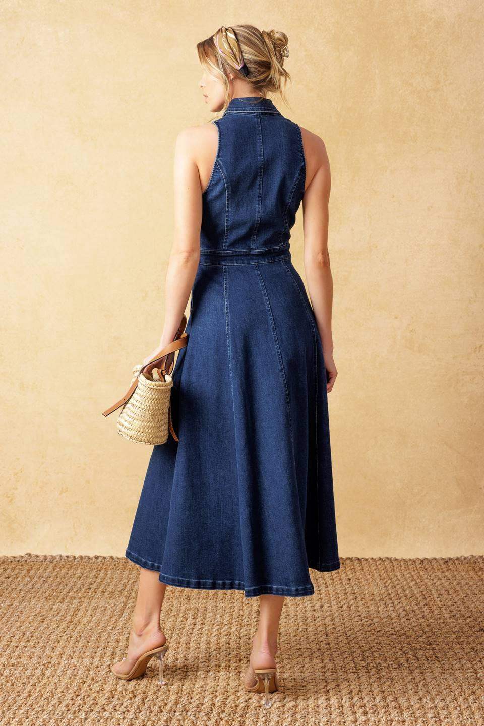 COOL GIRL DENIM MIDI DRESS - Flying Tomato - Flyclothing LLC