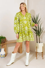 CATCHING FLIGHTS LIME WOVEN MNI DRESS - Flying Tomato - Flyclothing LLC