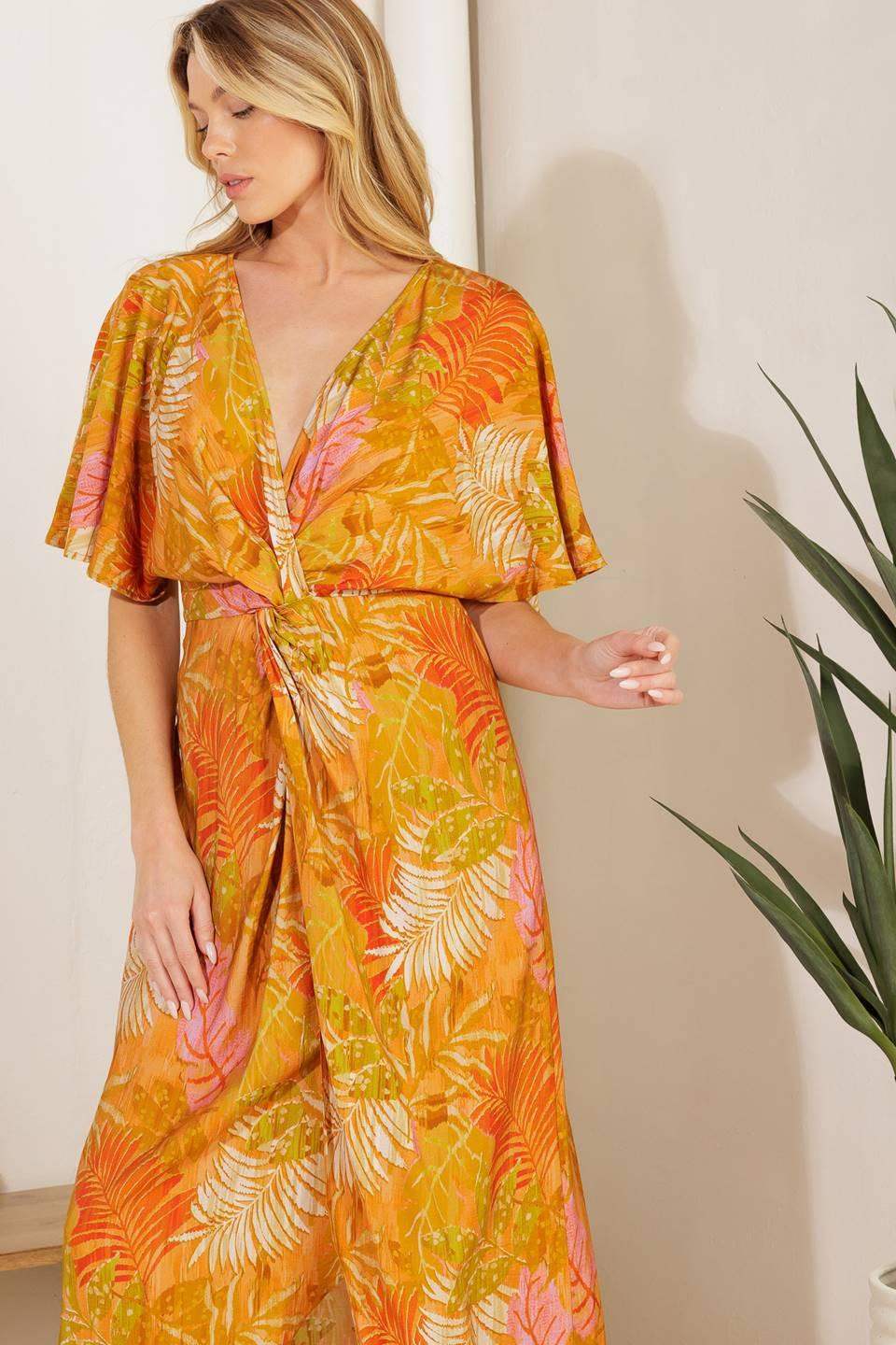 BUDDING HEARTS WOVEN MIDI DRESS - Flying Tomato - Flyclothing LLC