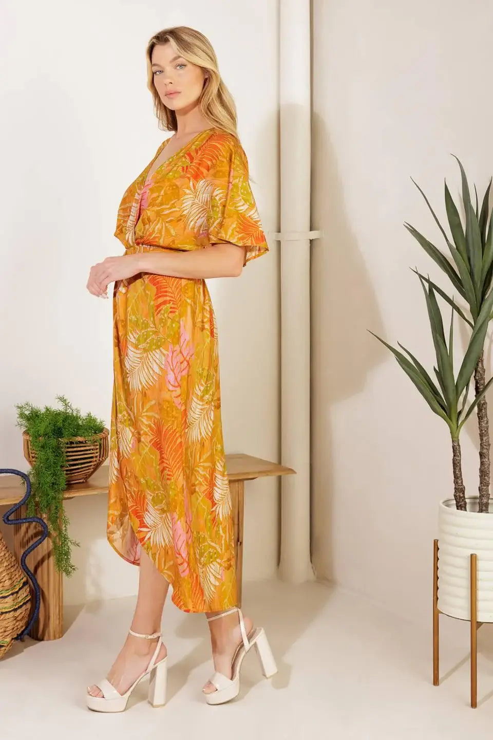 BUDDING HEARTS WOVEN MIDI DRESS - Flying Tomato - Flyclothing LLC