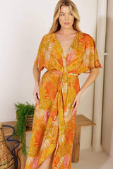 BUDDING HEARTS WOVEN MIDI DRESS - Flying Tomato - Flyclothing LLC
