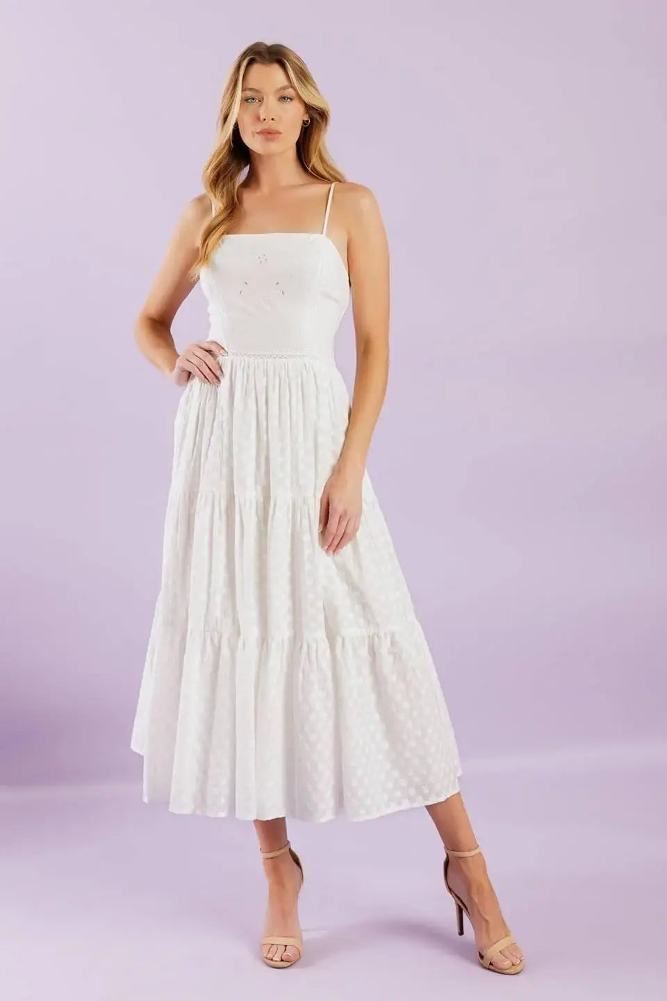 ENCHANTING MOMENTS WOVEN MIDI DRESS - Flying Tomato - Flyclothing LLC