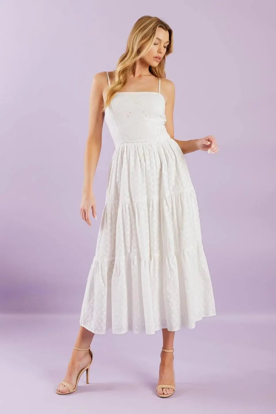 ENCHANTING MOMENTS WOVEN MIDI DRESS - Flying Tomato - Flyclothing LLC