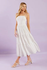 ENCHANTING MOMENTS WOVEN MIDI DRESS - Flying Tomato - Flyclothing LLC