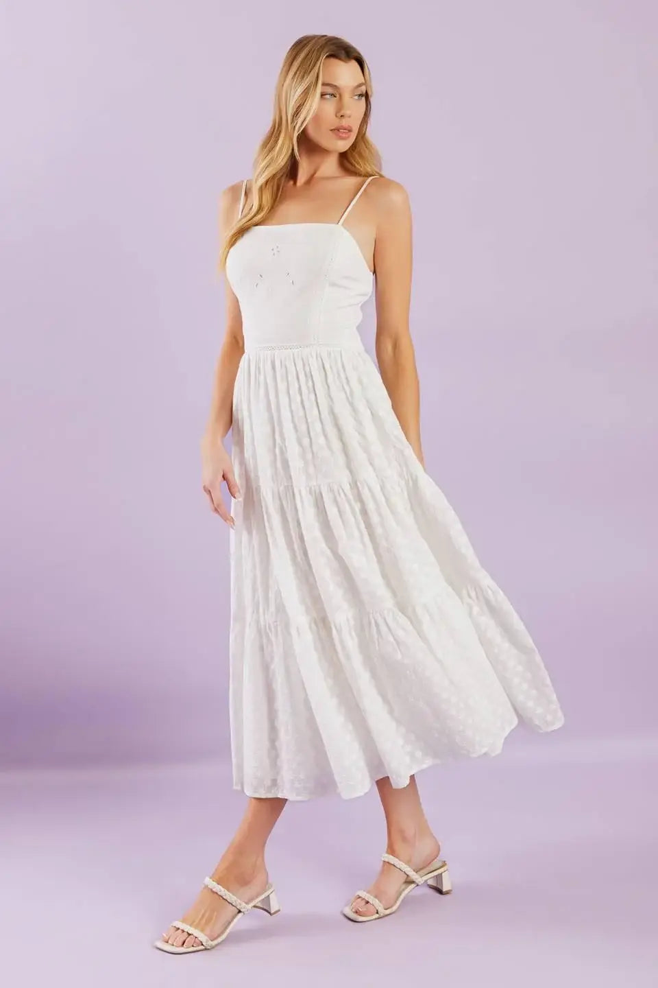 ENCHANTING MOMENTS WOVEN MIDI DRESS - Flying Tomato - Flyclothing LLC