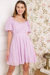 MIDNIGHT MIRAGE GOWN WOVEN EYELET MINI DRESS - Flying Tomato - Flyclothing LLC
