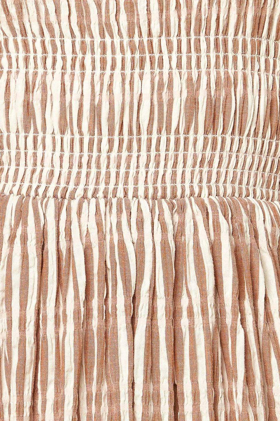VALHALLA BROWN STRIPED WOVEN MIDI DRESS - Flying Tomato - Flyclothing LLC