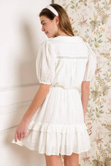 STARLIGHT SOIREE WOVEN EYELET MINI DRESS - Flying Tomato - Flyclothing LLC