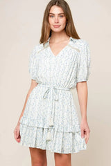 SKYWARD BLUE WOVEN MINI DRESS - Flying Tomato - Flyclothing LLC