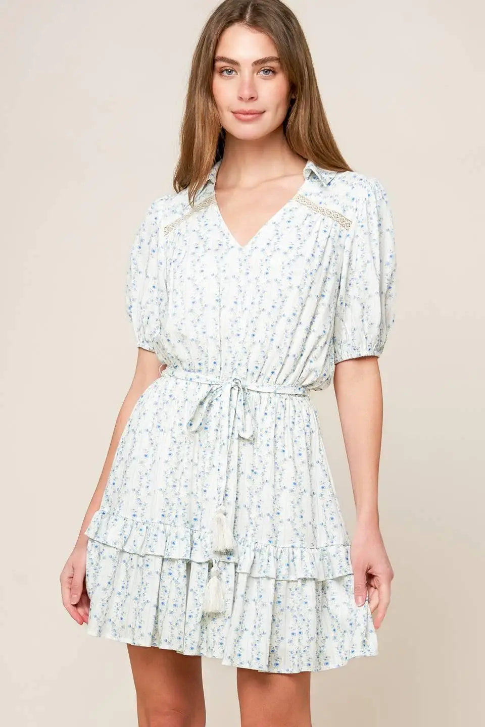 SKYWARD BLUE WOVEN MINI DRESS - Flying Tomato - Flyclothing LLC