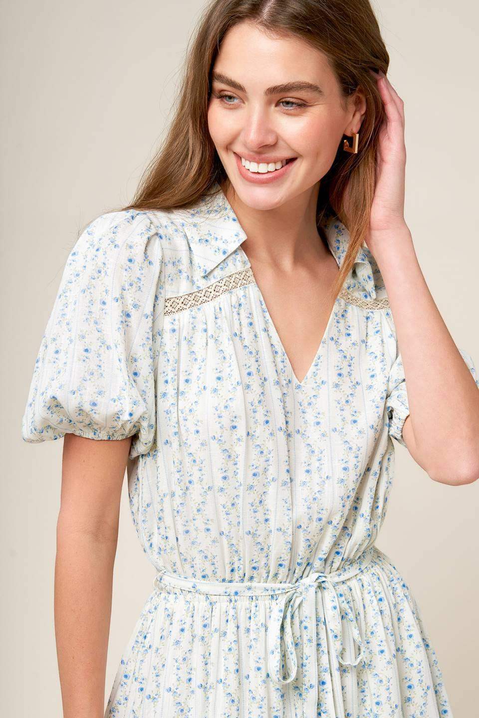 SKYWARD BLUE WOVEN MINI DRESS - Flying Tomato - Flyclothing LLC