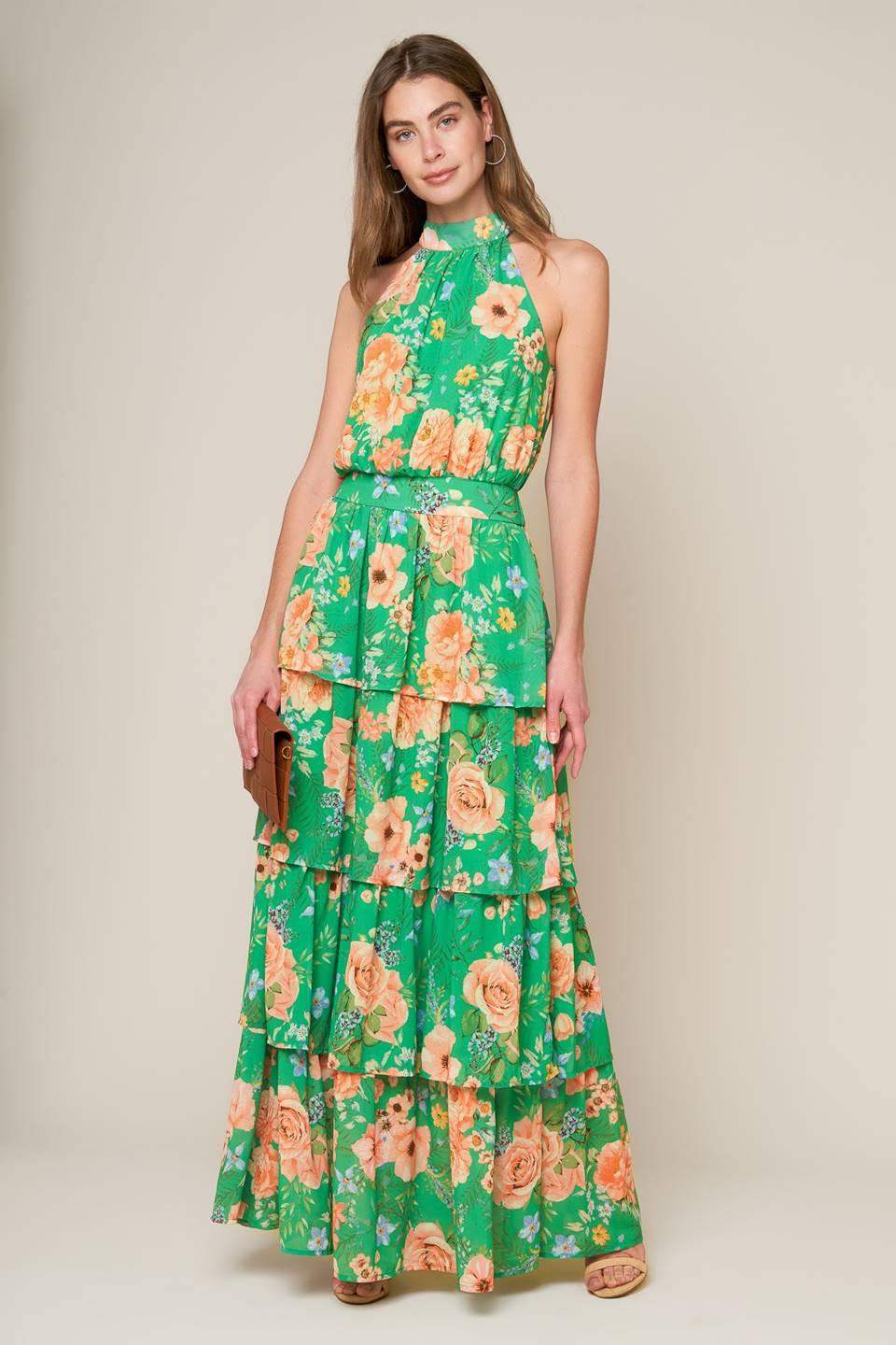 PORCELAIN BLOOM WOVEN MAXI DRESS - Flying Tomato - Flyclothing LLC