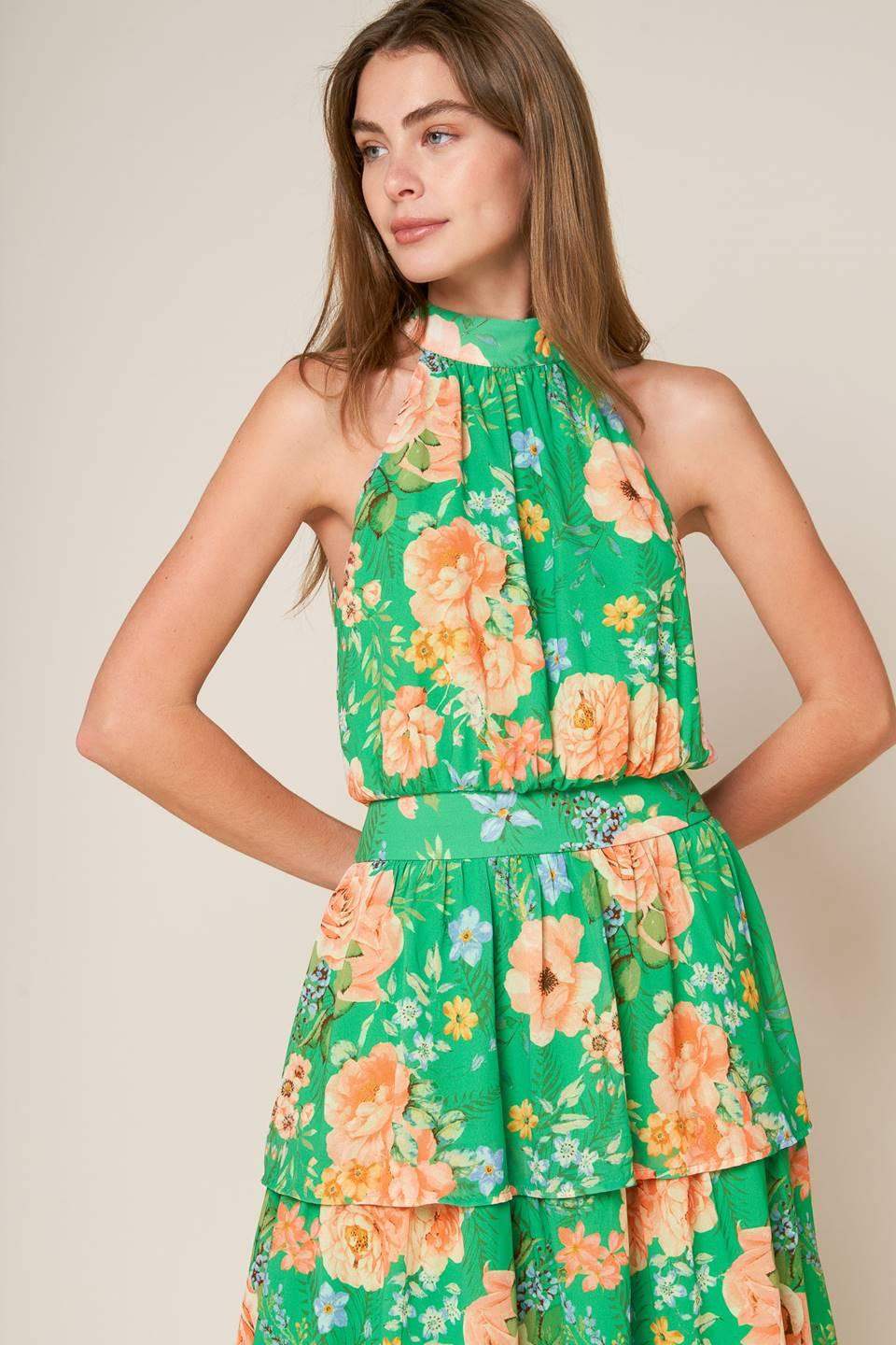 PORCELAIN BLOOM WOVEN MAXI DRESS - Flying Tomato - Flyclothing LLC