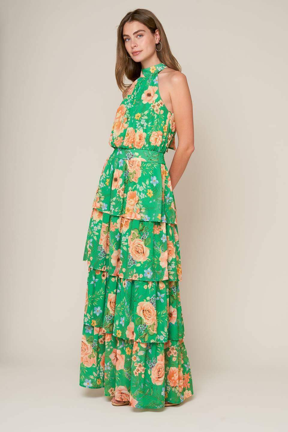 PORCELAIN BLOOM WOVEN MAXI DRESS - Flying Tomato - Flyclothing LLC