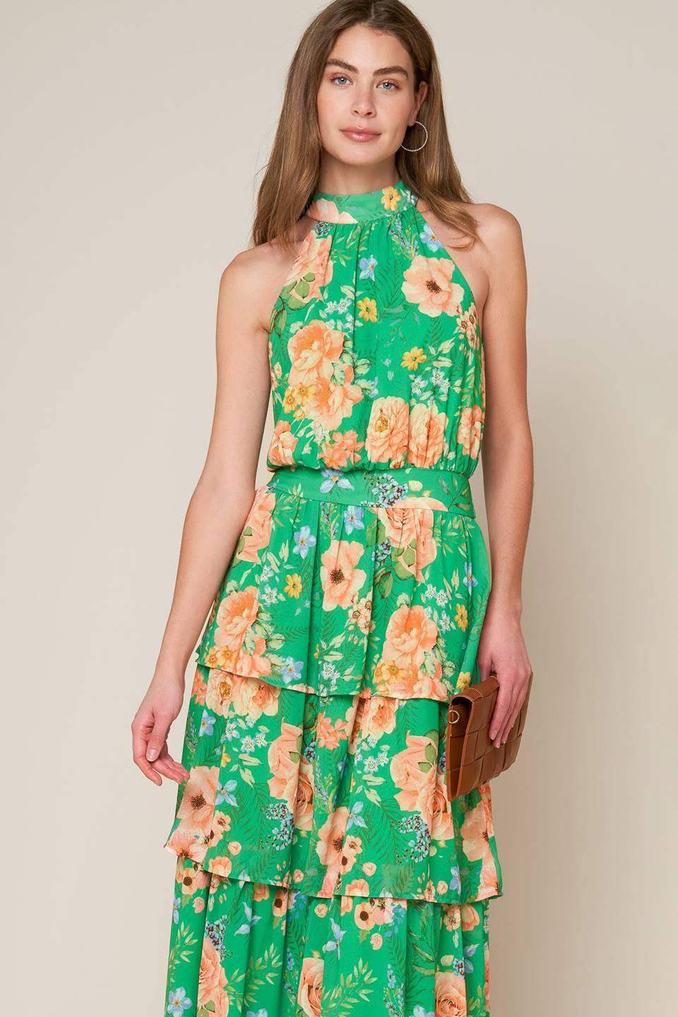 PORCELAIN BLOOM WOVEN MAXI DRESS - Flying Tomato - Flyclothing LLC