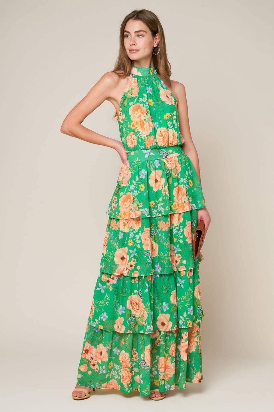 PORCELAIN BLOOM WOVEN MAXI DRESS - Flying Tomato - Flyclothing LLC