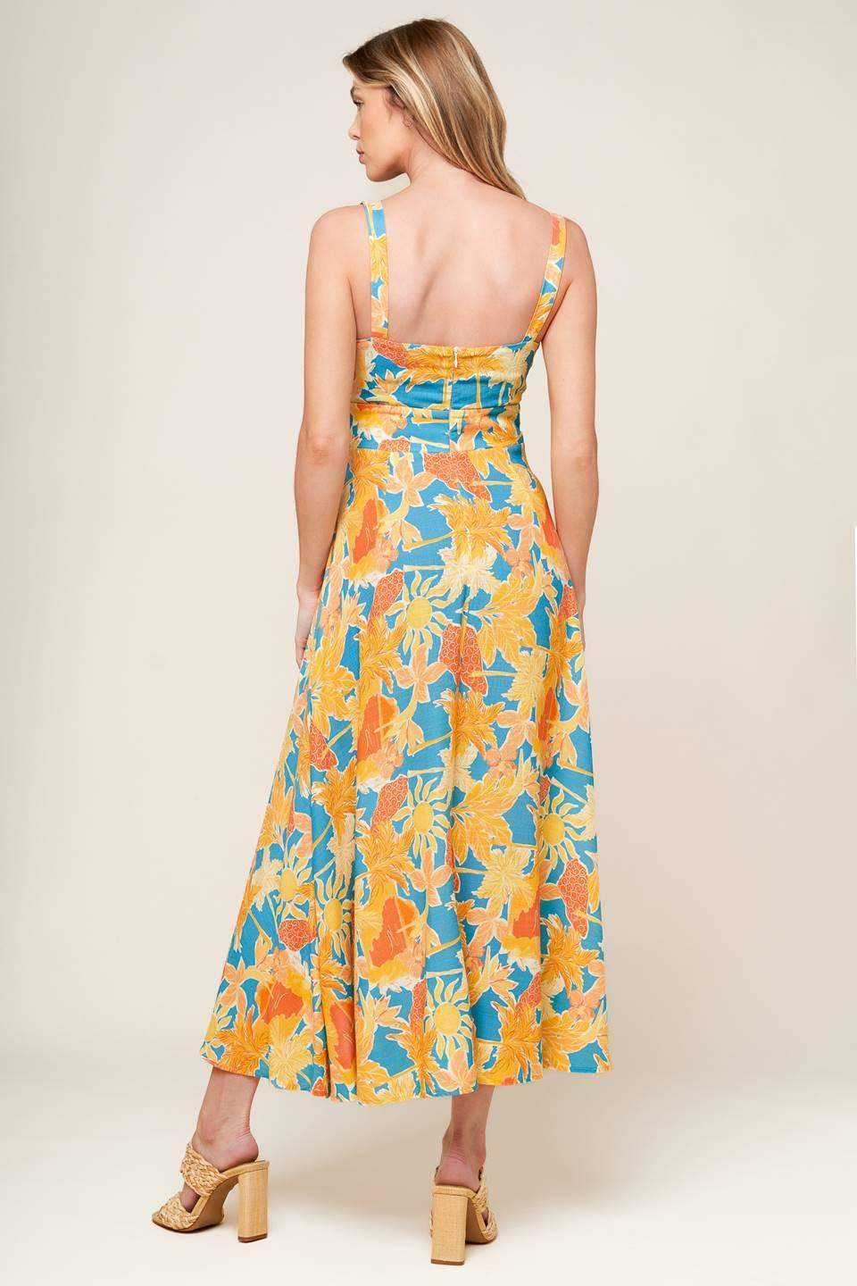 TWIRL ME BLUE WOVEN MIDI DRESS - Flying Tomato - Flyclothing LLC