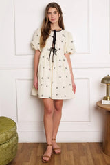 A DAY AT THE VINEYARD WOVEN MINI BADYDOLL DRESS - Flying Tomato - Flyclothing LLC