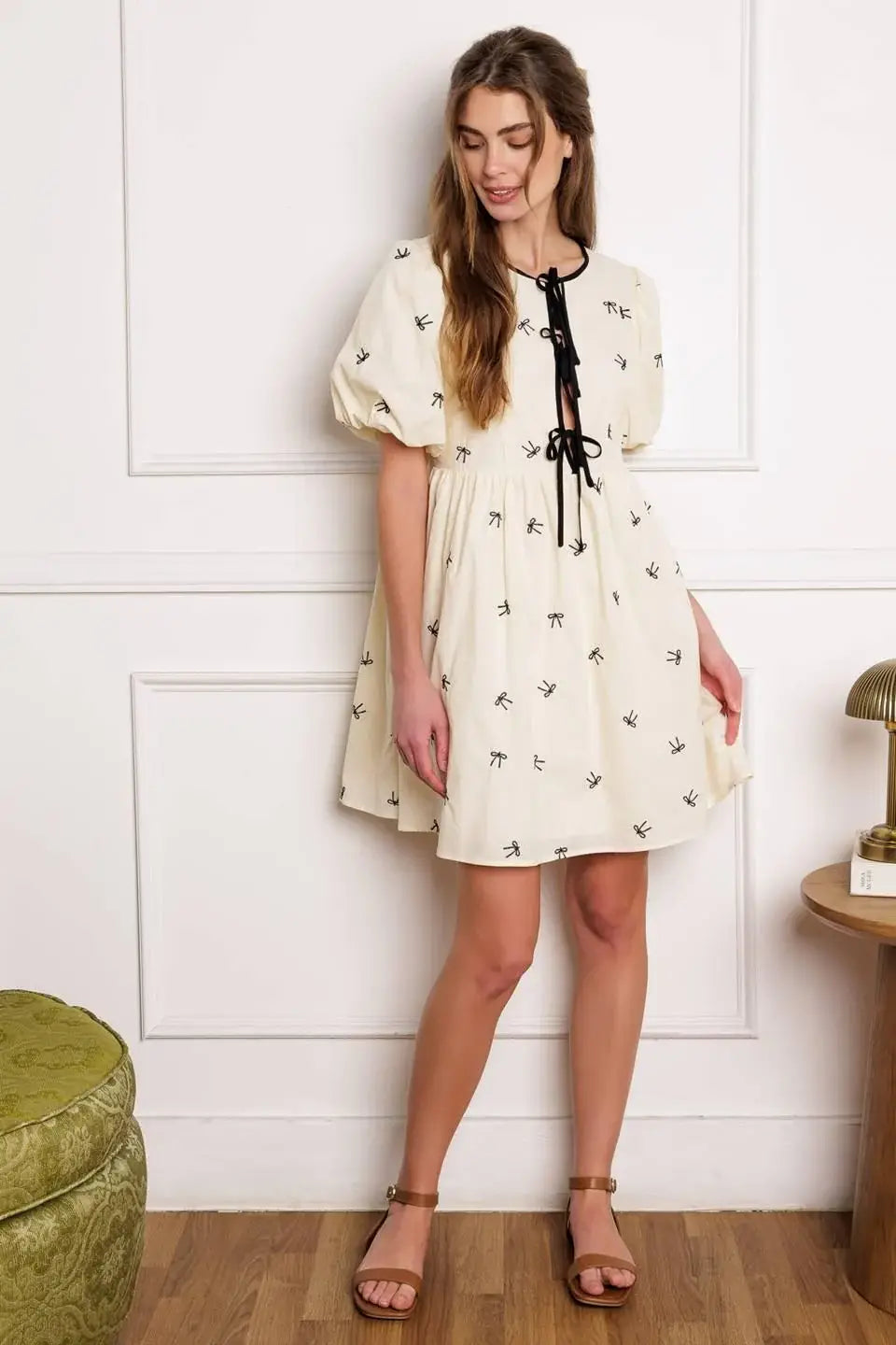 A DAY AT THE VINEYARD WOVEN MINI BADYDOLL DRESS - Flying Tomato - Flyclothing LLC