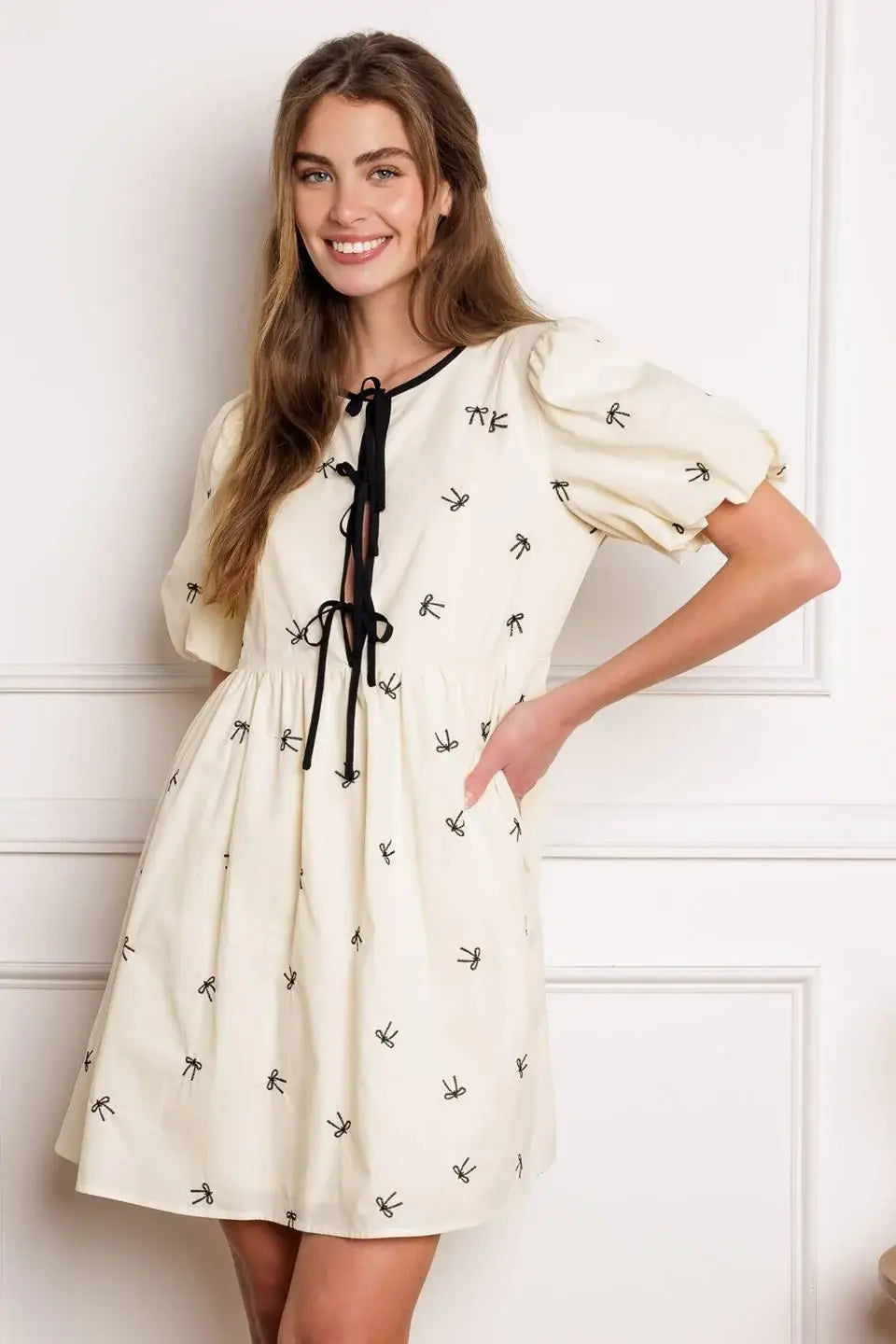 A DAY AT THE VINEYARD WOVEN MINI BADYDOLL DRESS - Flying Tomato - Flyclothing LLC