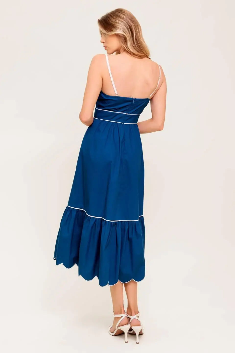 RUSTIC DREAM NAVY WOVEN MIDI DRESS - Flying Tomato - Flyclothing LLC