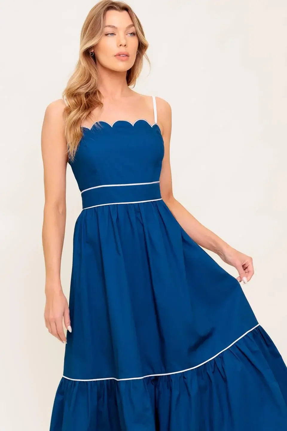 RUSTIC DREAM NAVY WOVEN MIDI DRESS - Flying Tomato - Flyclothing LLC