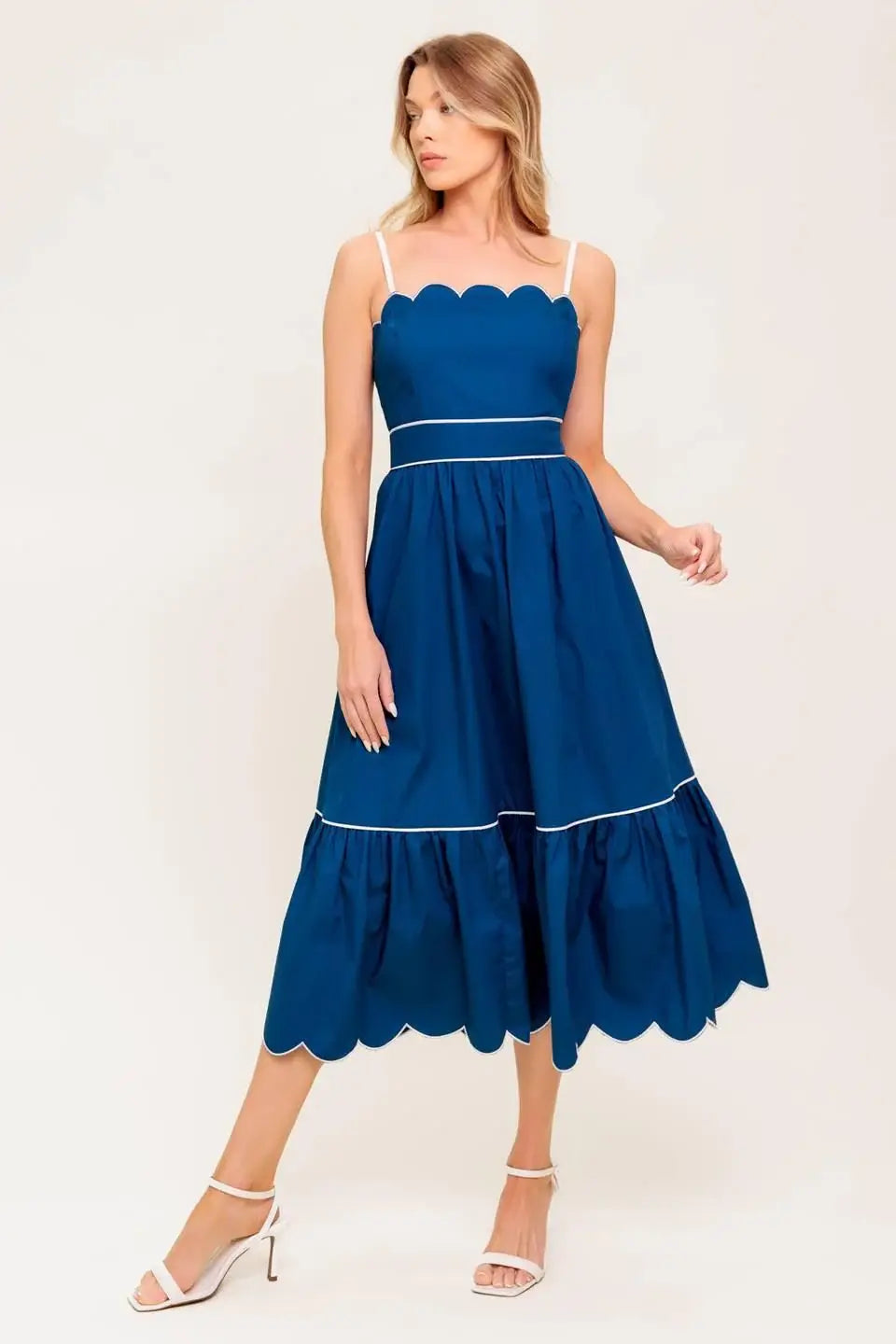 RUSTIC DREAM NAVY WOVEN MIDI DRESS - Flying Tomato - Flyclothing LLC