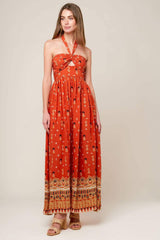 SIDEWALK CAFÉ TERRACOTTA WOVEN MAXI DRESS - Flying Tomato - Flyclothing LLC