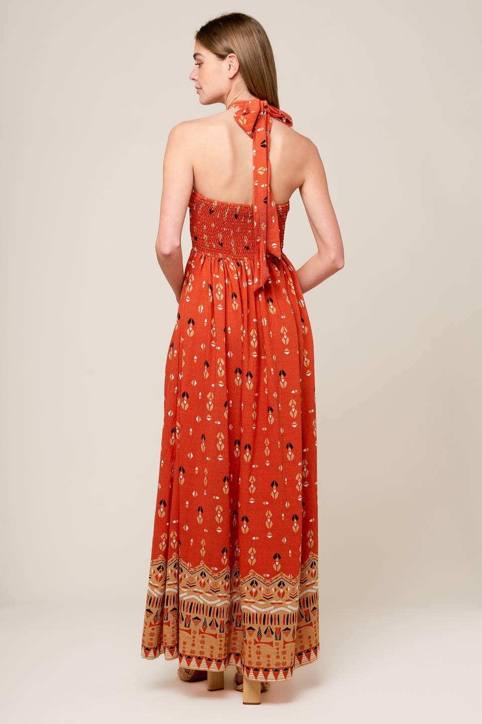 SIDEWALK CAFÉ TERRACOTTA WOVEN MAXI DRESS - Flying Tomato - Flyclothing LLC