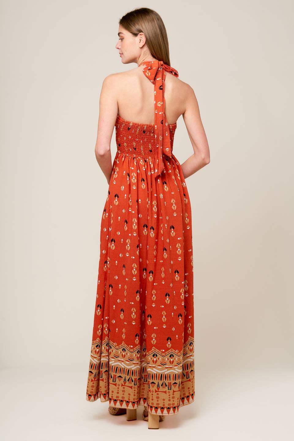 SIDEWALK CAFÉ TERRACOTTA WOVEN MAXI DRESS - Flying Tomato - Flyclothing LLC