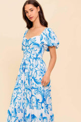 A WORK OF ART BLUE WOVEN MIDI DRESS - Flying Tomato - Flyclothing LLC