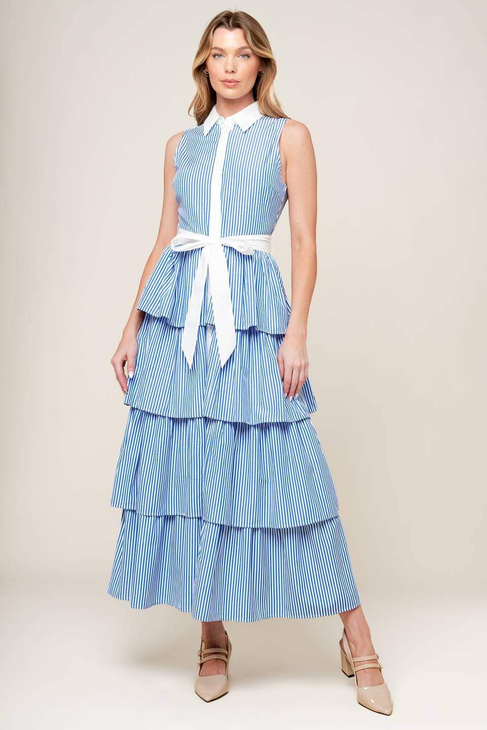 A TOUCH OF GRACE WOVEN MIDI DRESS - Flying Tomato - Flyclothing LLC