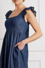 KILLING TIME CHAMBRAY MIDI DRESS - Flying Tomato - Flyclothing LLC