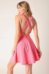 HIBISCUS HIDEAWAY WOVEN MINI DRESS - Flying Tomato - Flyclothing LLC
