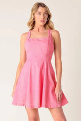 HIBISCUS HIDEAWAY WOVEN MINI DRESS - Flying Tomato - Flyclothing LLC
