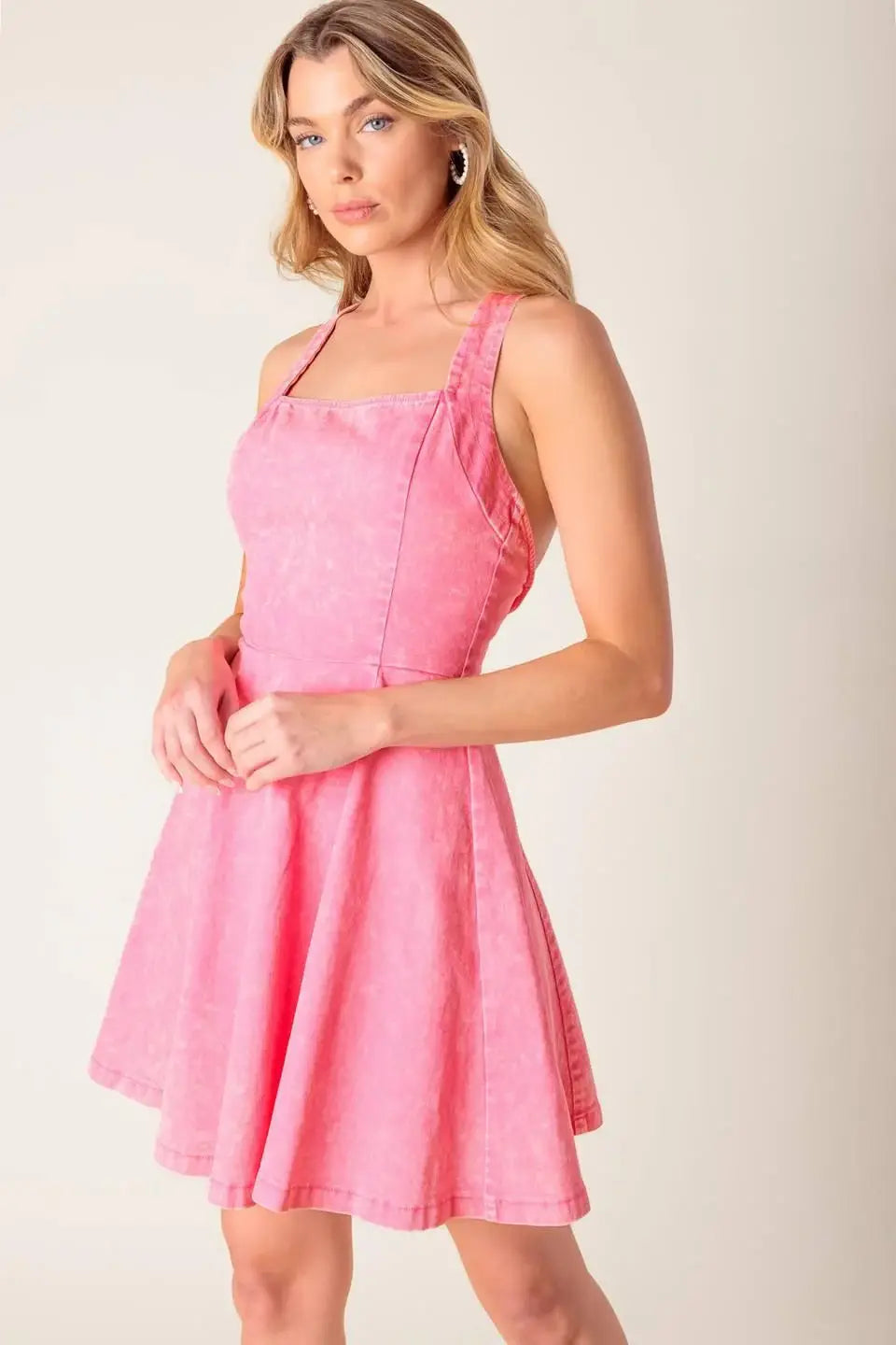 HIBISCUS HIDEAWAY WOVEN MINI DRESS - Flying Tomato - Flyclothing LLC