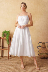 BACK AND FORTH EYELET MIDI DRESS - Flying Tomato - Flyclothing LLC