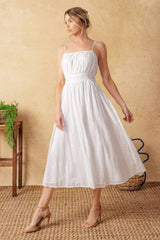 BACK AND FORTH EYELET MIDI DRESS - Flying Tomato - Flyclothing LLC