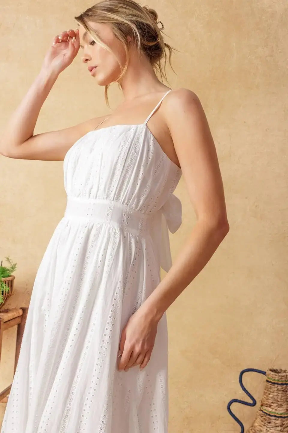 BACK AND FORTH EYELET MIDI DRESS - Flying Tomato - Flyclothing LLC