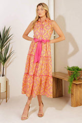 RAINFOREST RADIANCE WOVEN MIDI DRESS - Flying Tomato - Flyclothing LLC