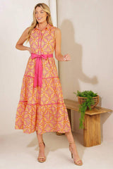RAINFOREST RADIANCE WOVEN MIDI DRESS - Flying Tomato - Flyclothing LLC