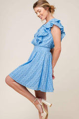 KEEP ME CLOSE POWDER BLUE WOVEN MINI DRESS - Flying Tomato - Flyclothing LLC