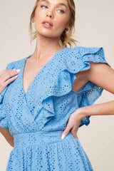 KEEP ME CLOSE POWDER BLUE WOVEN MINI DRESS - Flying Tomato - Flyclothing LLC