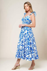 MEMORABLE ENTRANCE BLUE WOVEN MDI DRESS - Flying Tomato - Flyclothing LLC