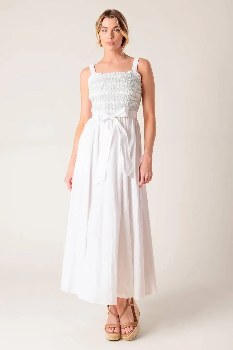 ROMINA BRODERIE WOVEN MIDI DRESS - Flying Tomato - Flyclothing LLC