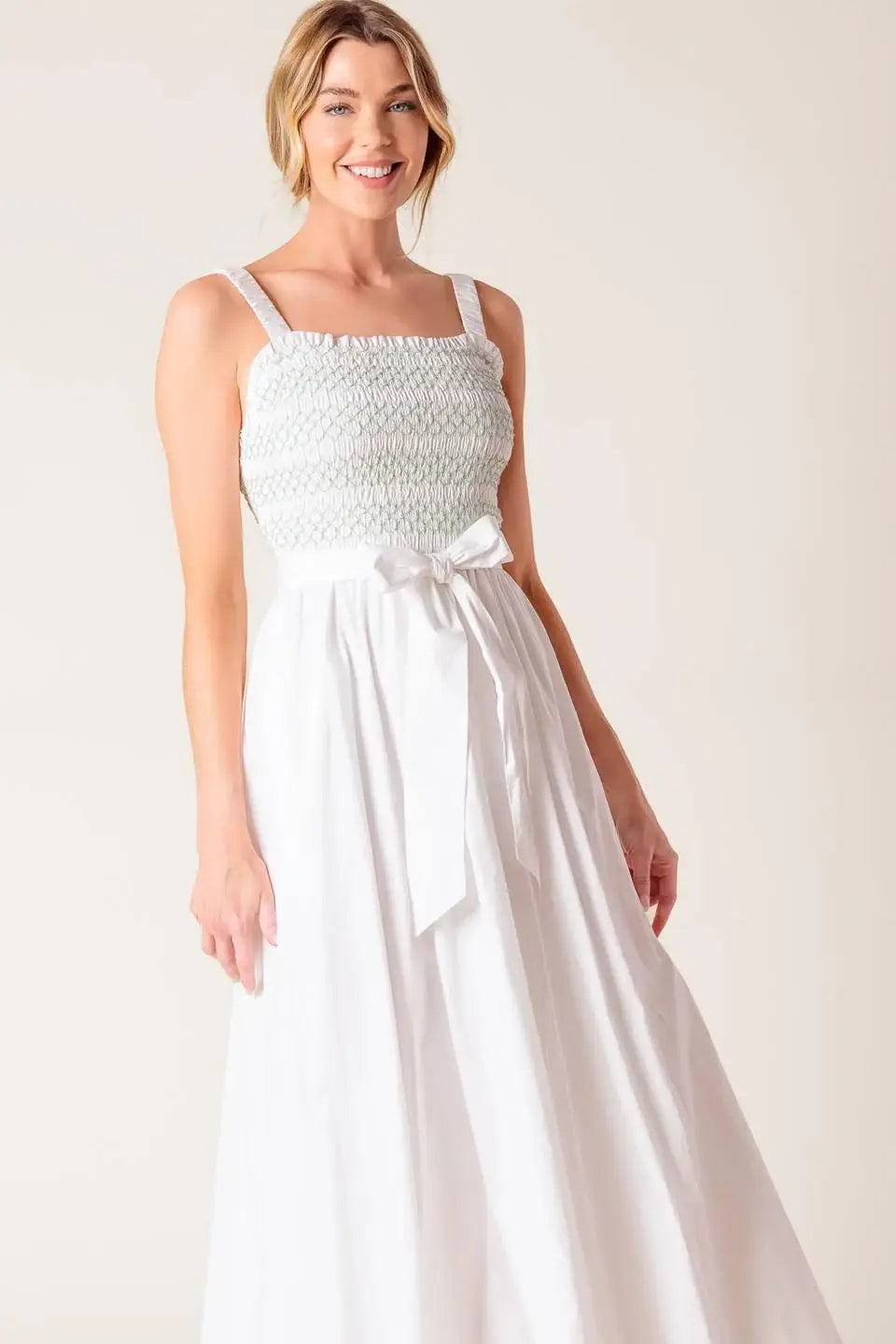 ROMINA BRODERIE WOVEN MIDI DRESS - Flying Tomato - Flyclothing LLC