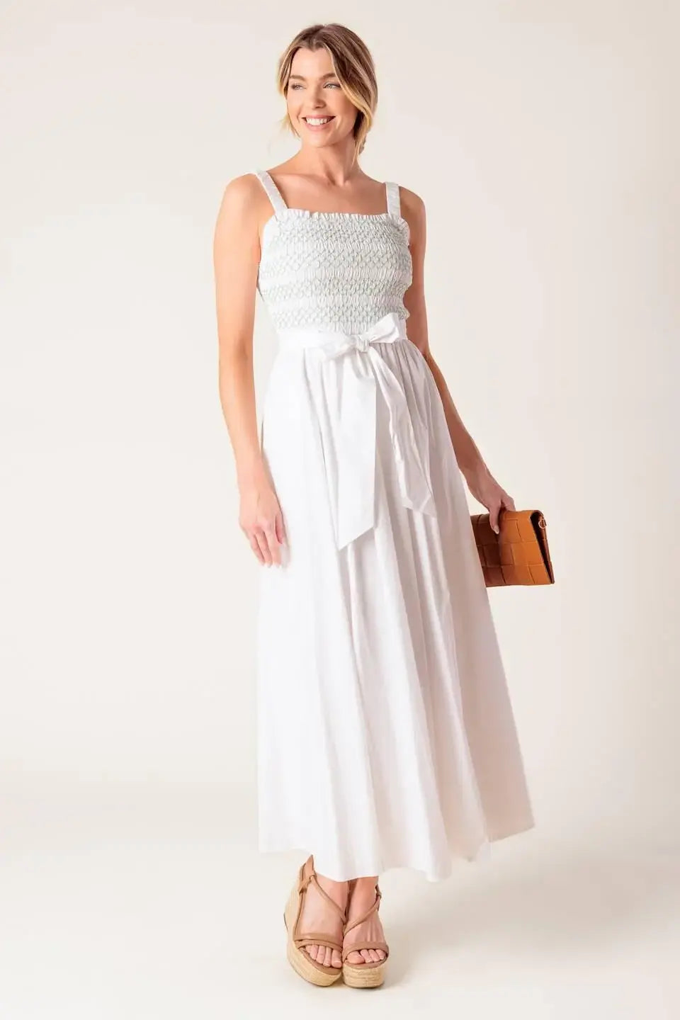 ROMINA BRODERIE WOVEN MIDI DRESS - Flying Tomato - Flyclothing LLC